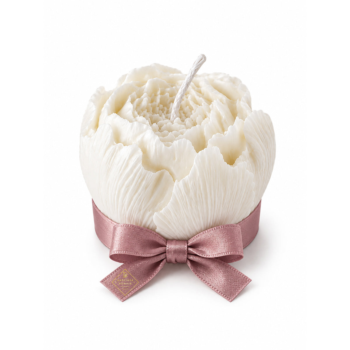 Set 10 marturii pentru botez bujor roz pudrat Gardinea Domain®, in cutie personalizata cadou, ceara de soia 100% naturala, vegana, Roz pudrat