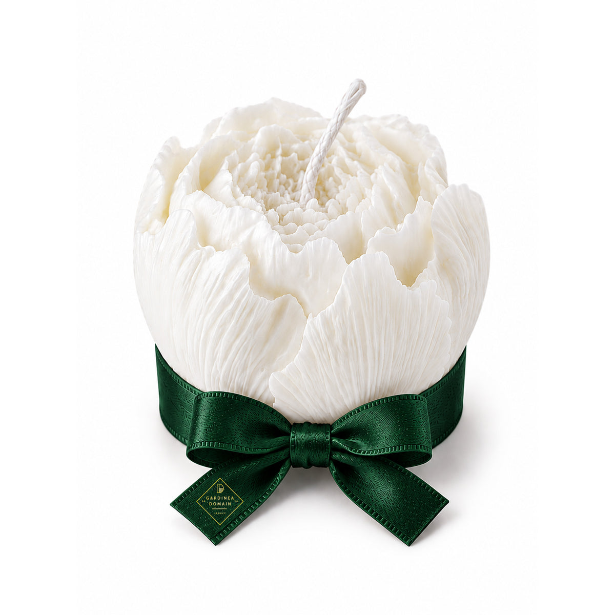Set 10 marturii pentru botez bujor verde Gardinea Domain®, in cutie personalizata cadou, ceara de soia 100% naturala, vegana, Verde