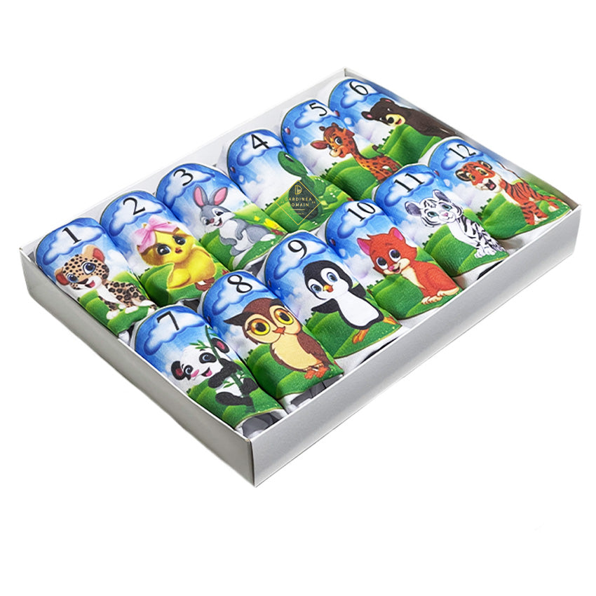 Set 12 Body-uri bebelusi Gardinea Domain® model "Animalutele vesele", 100% Bumbac antialergic, Cadou botez/aniversare, 1-12 luni, Verde
