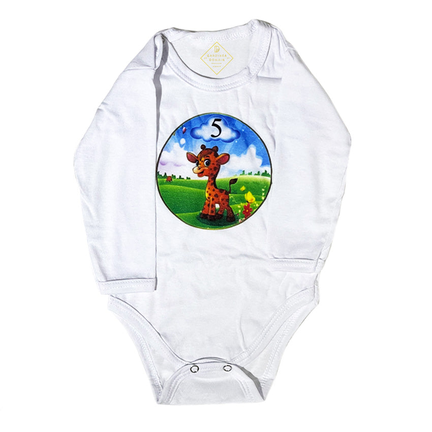 Set 12 Body-uri bebelusi Gardinea Domain® model "Animalutele vesele", 100% Bumbac antialergic, Cadou botez/aniversare, 1-12 luni, Verde