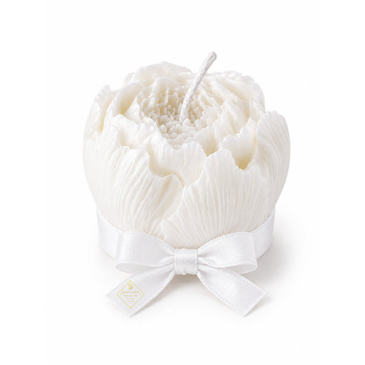 Marturie botez bujor alb Gardinea Domain®, in cutie personalizata cadou, ceara de soia 100% naturala, vegana, Alb
