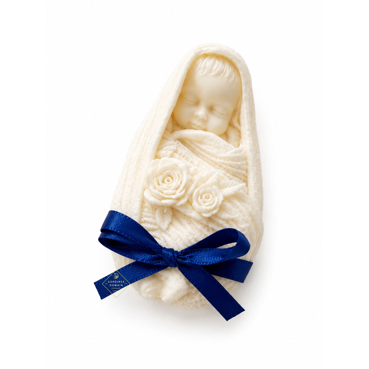 Marturie botez bebelus roz Gardinea Domain®, in cutie personalizata cadou, ceara de soia 100% naturala, vegana, Roz