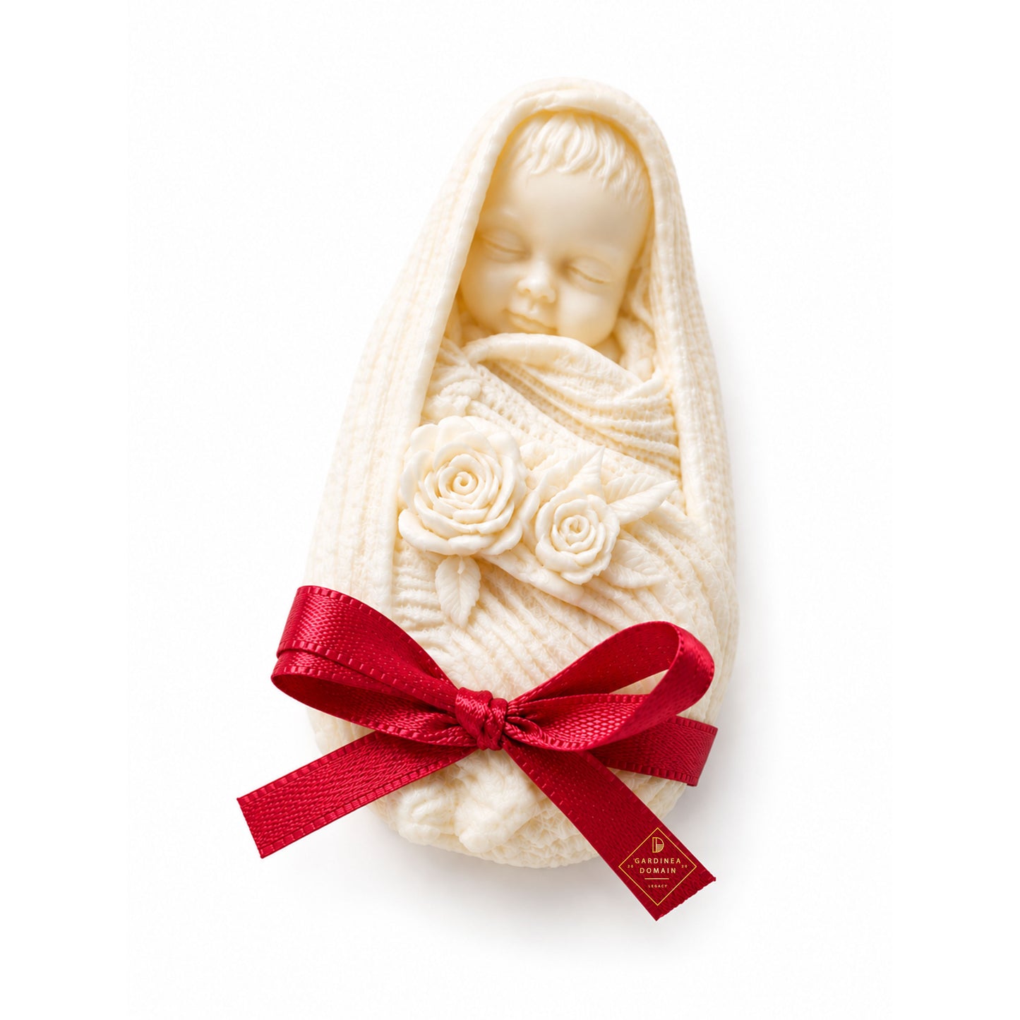 Marturie botez bebelus roz Gardinea Domain®, in cutie personalizata cadou, ceara de soia 100% naturala, vegana, Roz