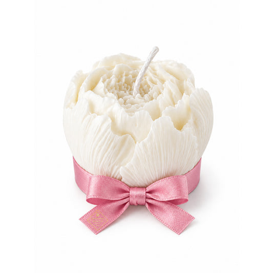 Marturie botez bujor roz Gardinea Domain®, in cutie personalizata cadou, ceara de soia 100% naturala, vegana, Roz