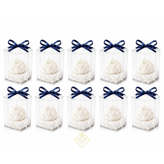 Set 10 marturii pentru botez bujor albastru inchis Gardinea Domain®, in cutie personalizata cadou, ceara de soia 100% naturala, vegana, Albastru inchis