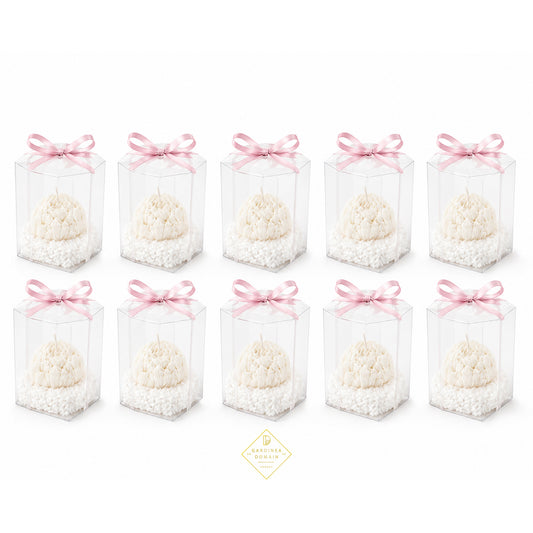 Set 10 marturii pentru botez bujor roz Gardinea Domain®, in cutie personalizata cadou, ceara de soia 100% naturala, vegana, Roz