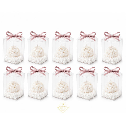 Set 10 marturii pentru botez bujor roz pudrat Gardinea Domain®, in cutie personalizata cadou, ceara de soia 100% naturala, vegana, Roz pudrat