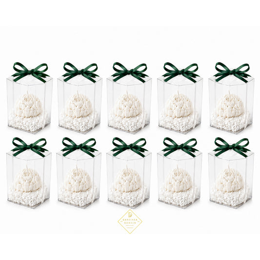 Set 10 marturii pentru botez bujor verde Gardinea Domain®, in cutie personalizata cadou, ceara de soia 100% naturala, vegana, Verde