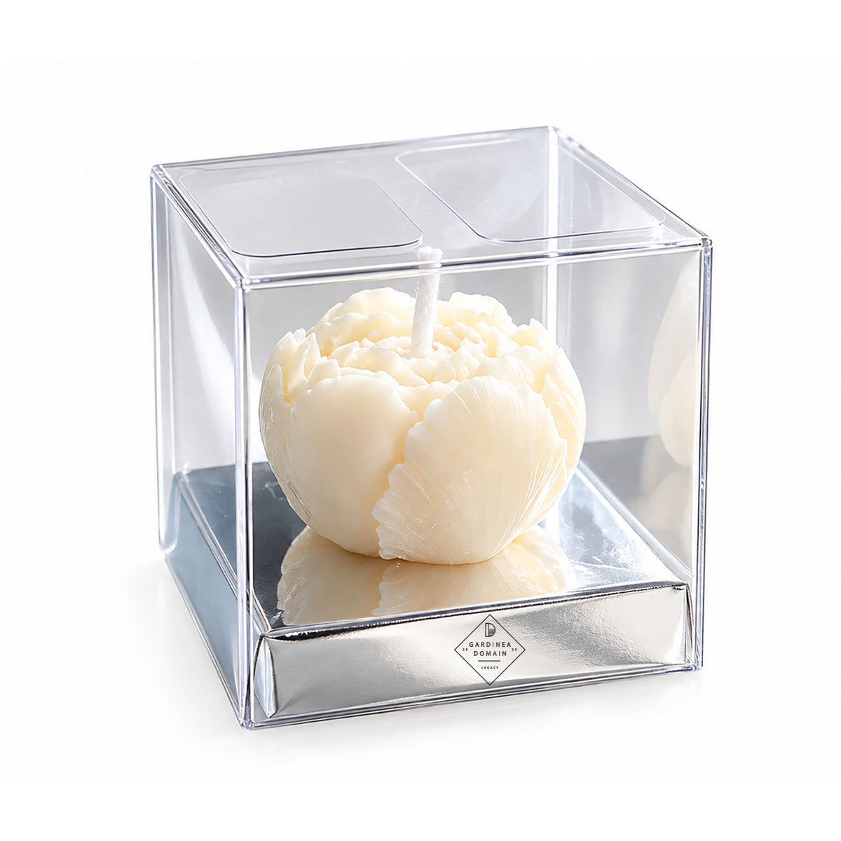 Set 5 marturii pentru botez / nunta bujor albastru deschis Gardinea Domain®, in cutie personalizata cadou, ceara de soia 100% naturala, vegana, Albastru deschis