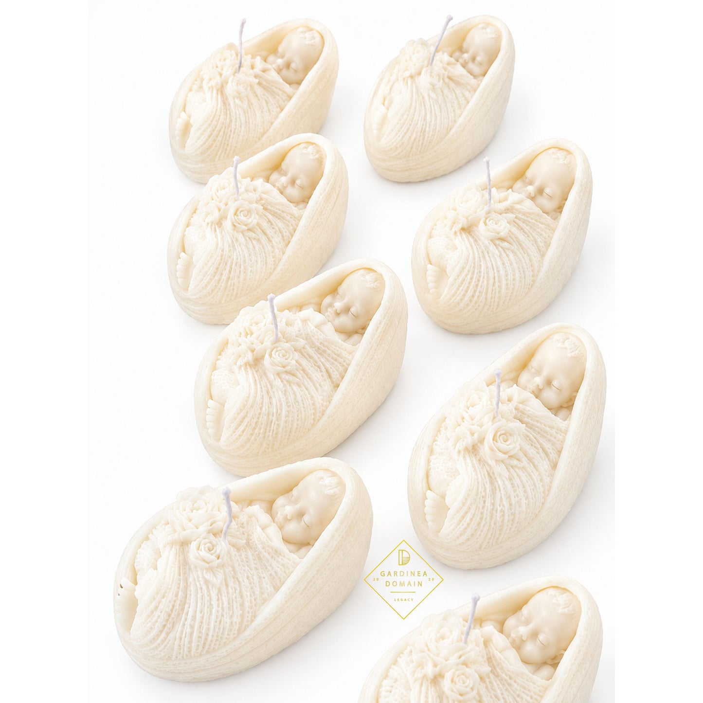 Marturie botez bebelus roz Gardinea Domain®, in cutie personalizata cadou, ceara de soia 100% naturala, vegana, Roz