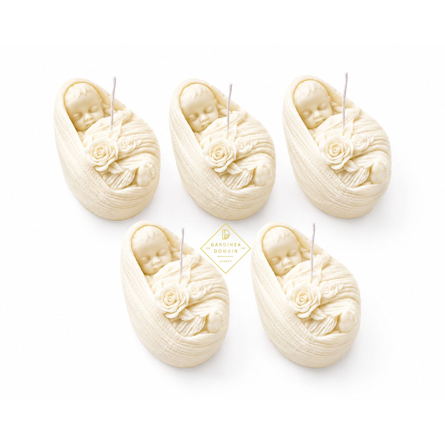 Marturie botez bebelus roz Gardinea Domain®, in cutie personalizata cadou, ceara de soia 100% naturala, vegana, Roz