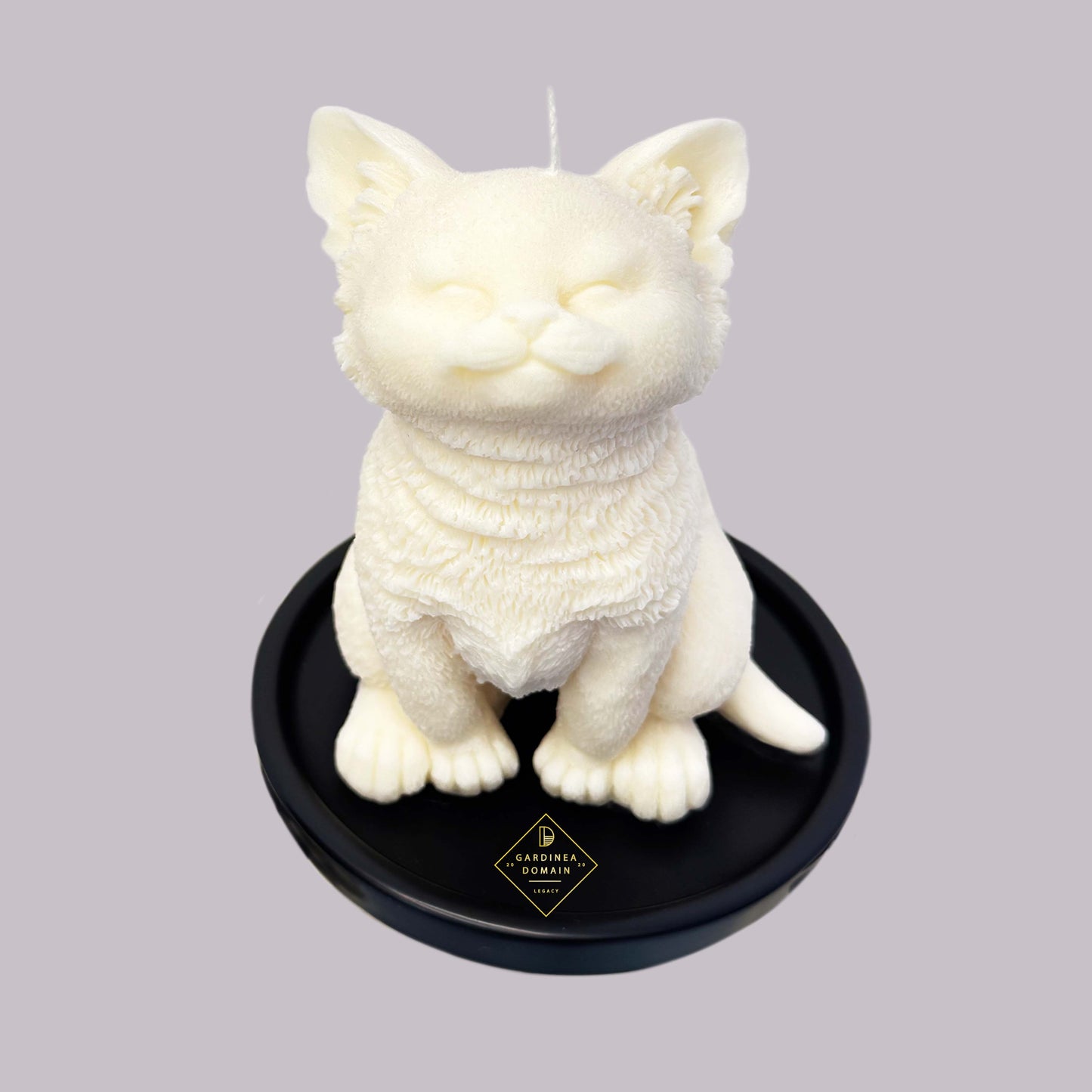 Lumanare de lux catel Bichon maltez Gardinea Domain®, ceara de soia 100% naturala, vegana, Alb inaltime 12.5 CM