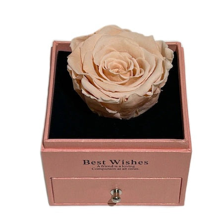 Trandafir criogenat roz XL Gardinea Domain® in cutie tip sertar 9x9x10.5 cm, punga cadou