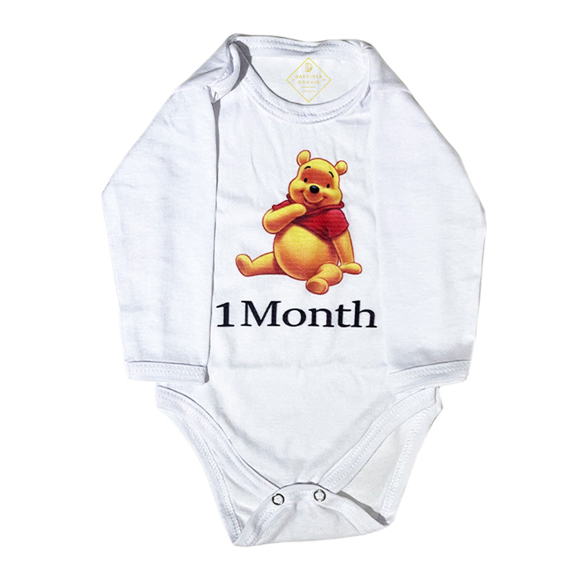 Set 12 Body-uri bebelusi Gardinea Domain® model "Winnie the Pooh si prietenii", 100% Bumbac antialergic, Cadou botez/aniversare, 1-12 luni, Galben