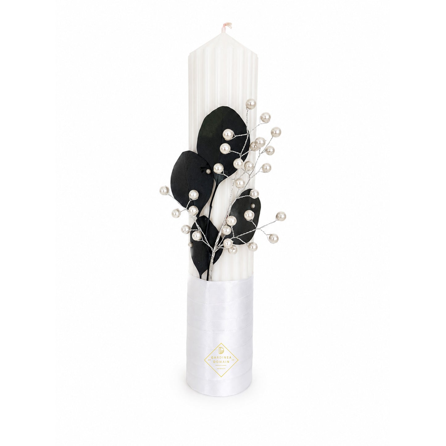 Set trusou botez din bumbac 100% Gardinea Domain® 9 piese, fetita cu lumina in cutie cadou cu lumanare, decor dantela Alb