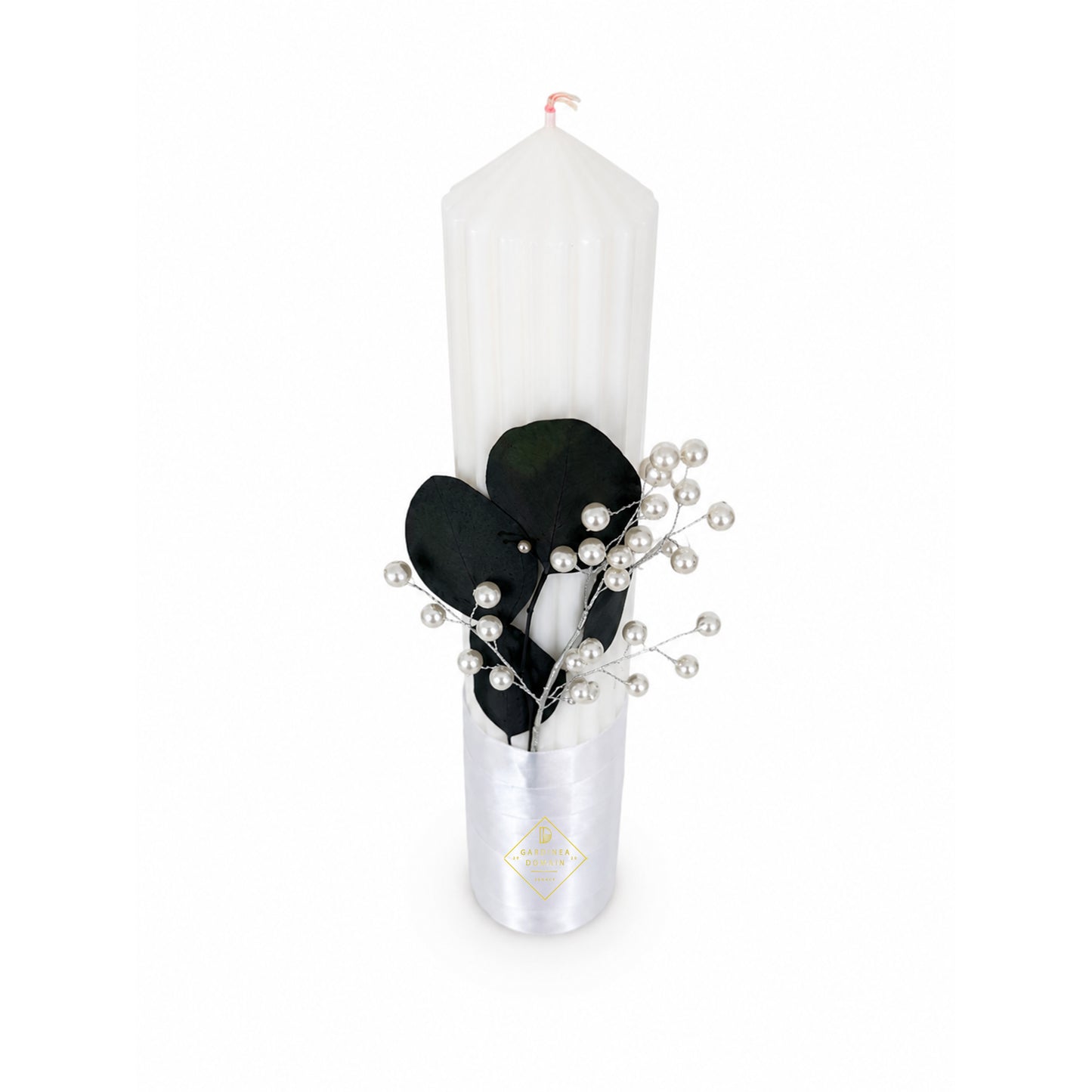 Set trusou botez din bumbac 100% Gardinea Domain® 9 piese, fetita cu lumina in cutie cadou cu lumanare, decor dantela Alb